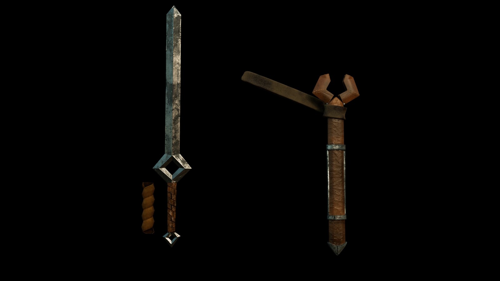 Sword and Scabbard Maya render