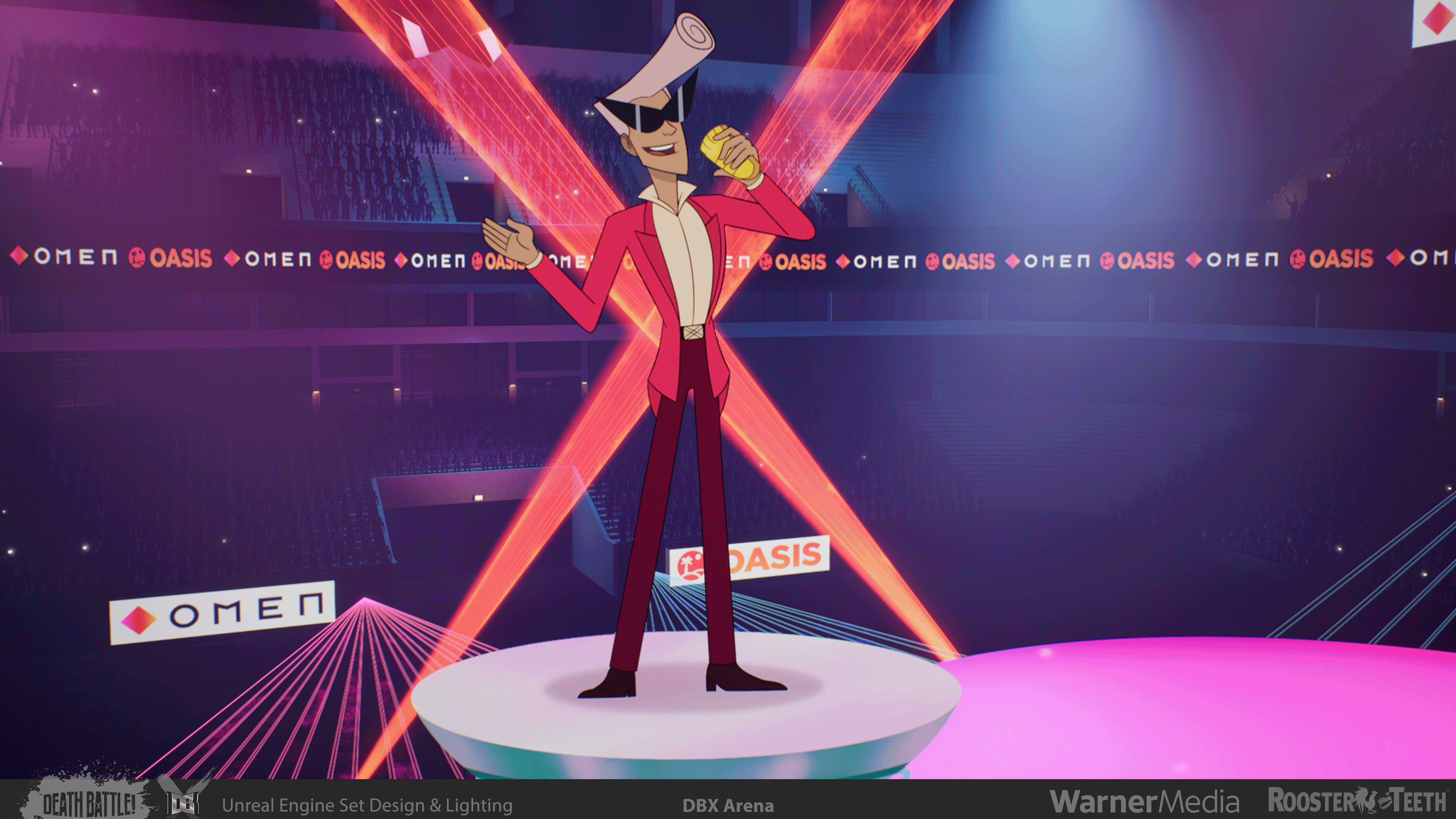 DBX utilizes a modified Unreal flipbook system to integrate the 2D character elements directly in engine, allowing compositing within Unreal and for shadow casting, light interaction, reflections and more!