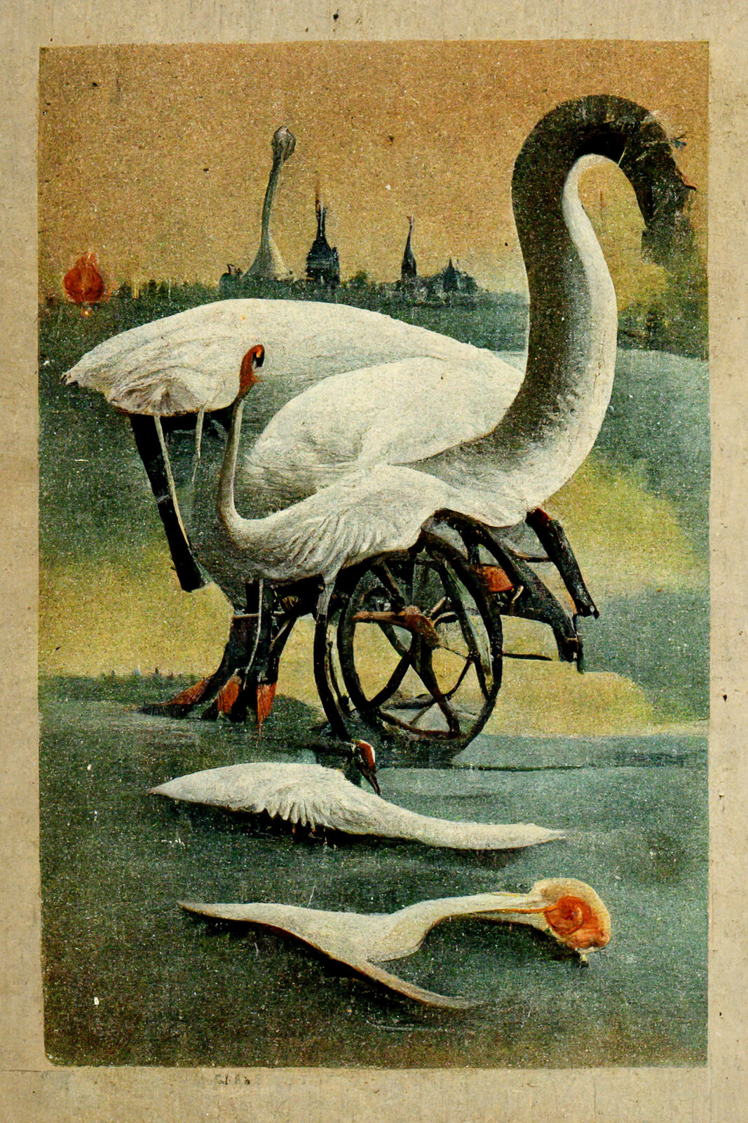 Disabled Animals On Vintage Postcards #7 | The First Swan