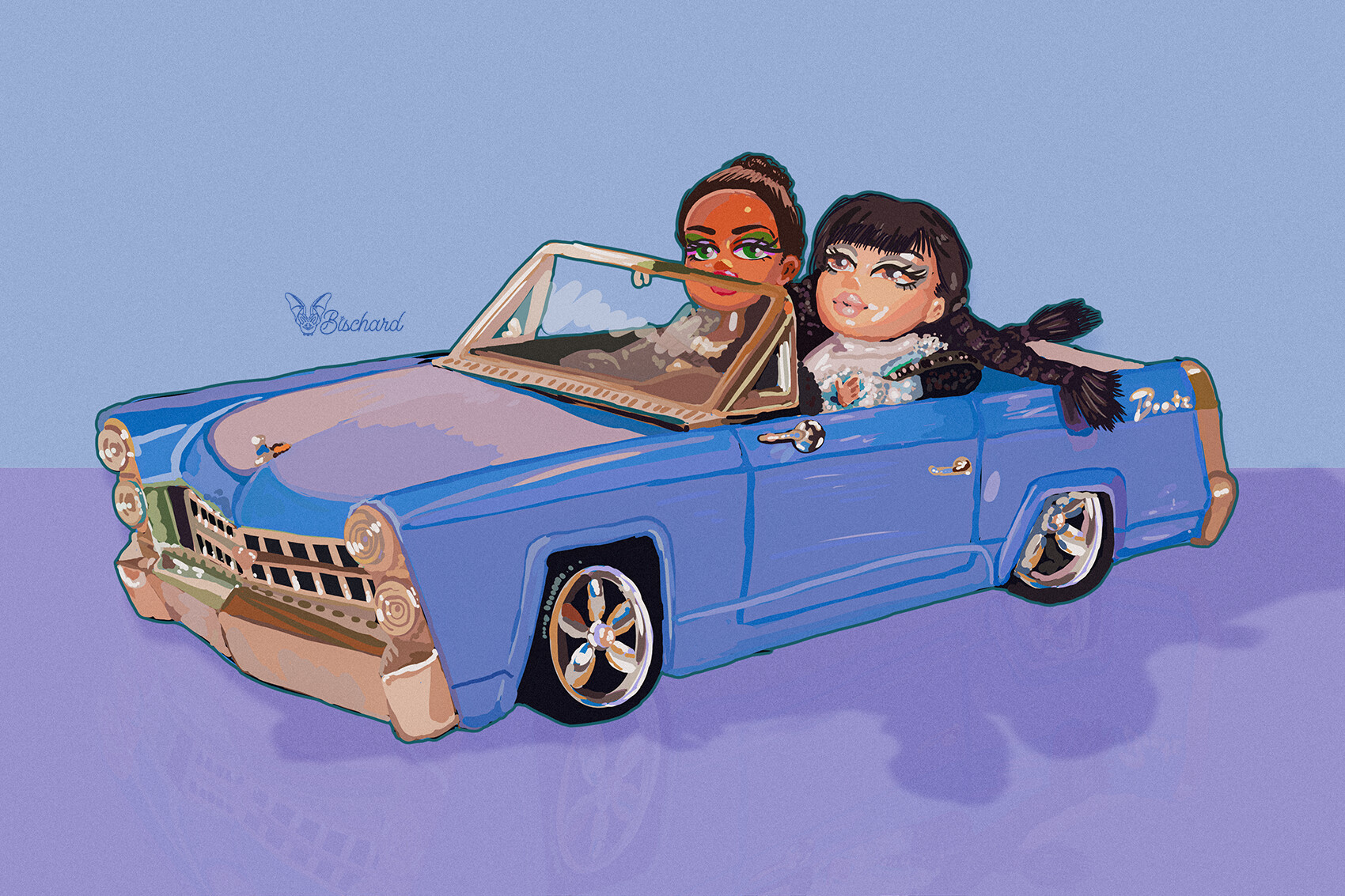 Posible Tutor Departamento ArtStation - 2002 BRATZ Cadillac Cruiser Car (blue) with Jade and Sasha  Still Life
