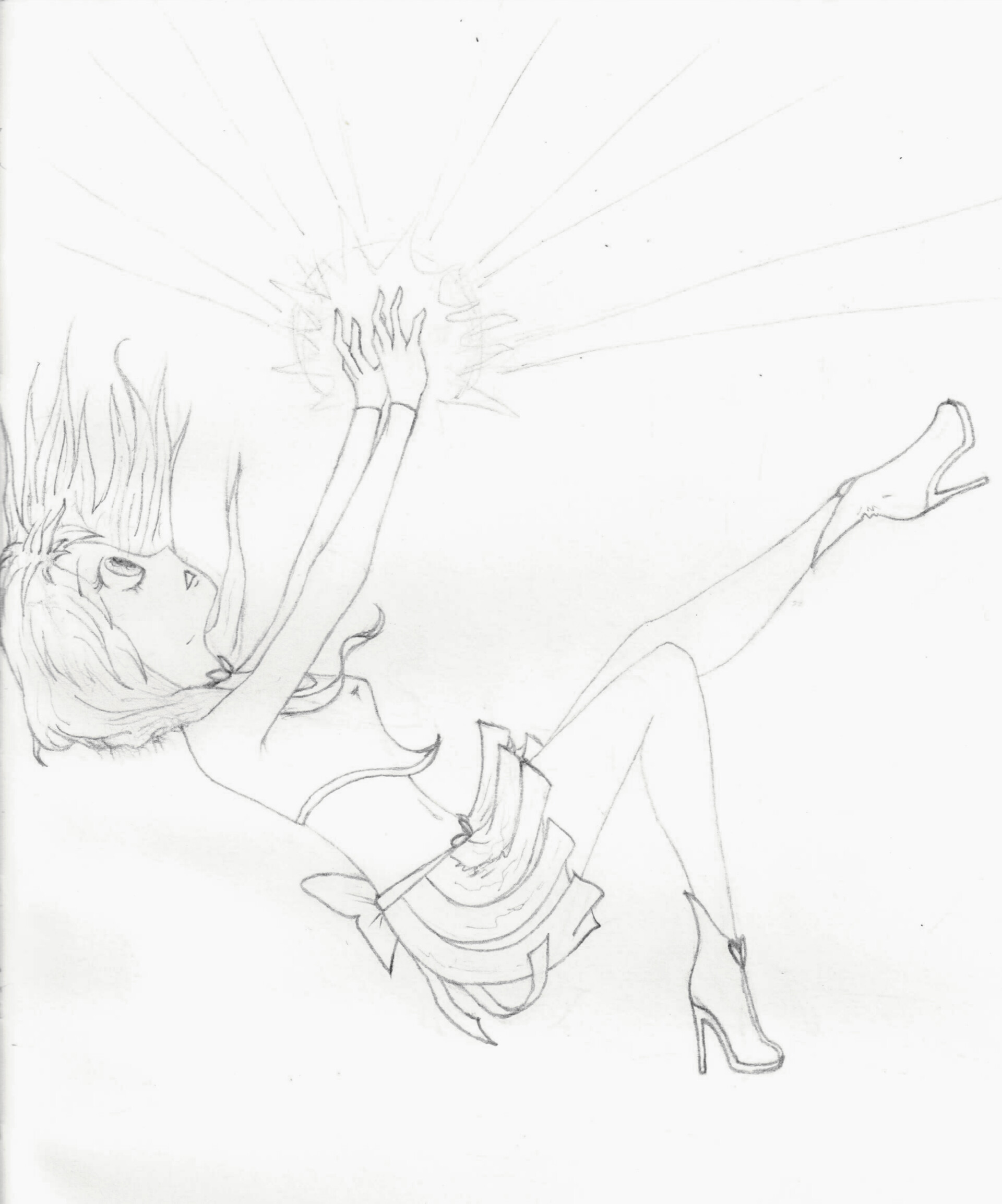 girl falling from sky drawing