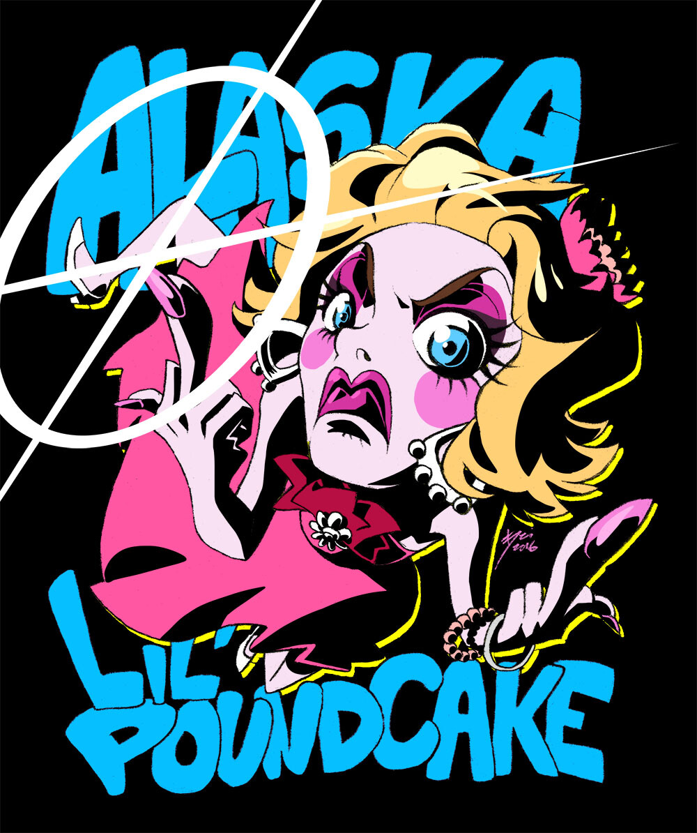 Lil' Poundcake aka Alaska 5000 drawn in style of Hiroyuki Imaishi.