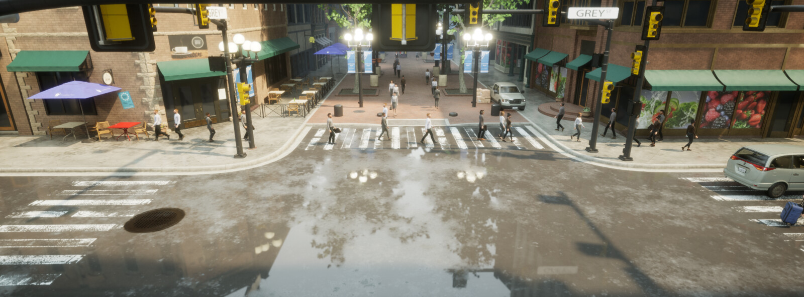 City environment design, Mass Crowds AI simulation, test version