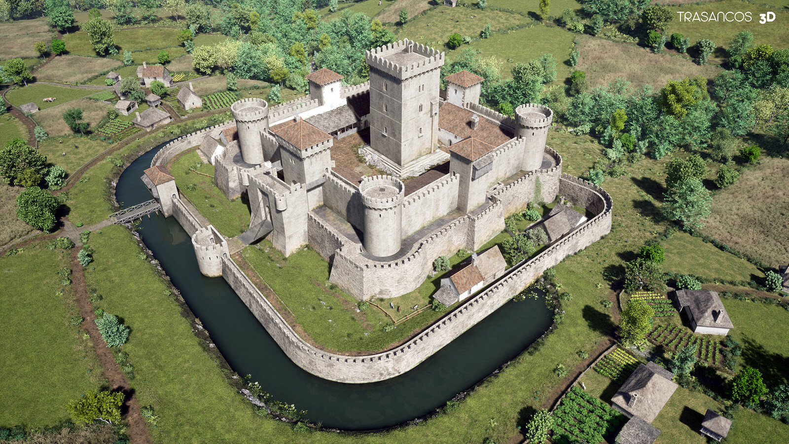 Rocha Forte castle. Final rendering view looking East.