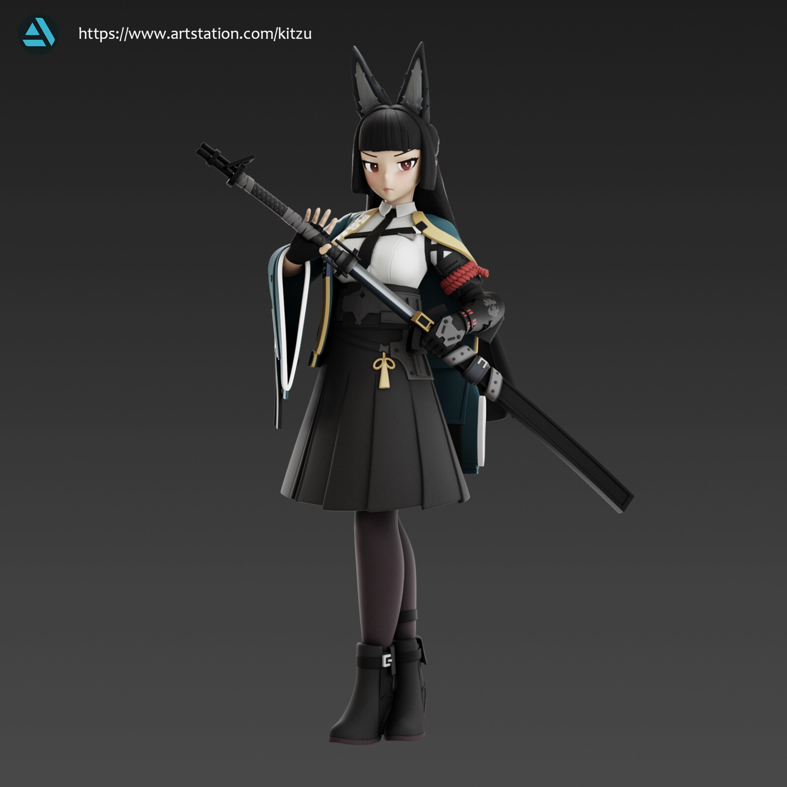 KITZU ZENLESS ZONE ZERO ( MIYABI ) 3D CHARACTER FANART