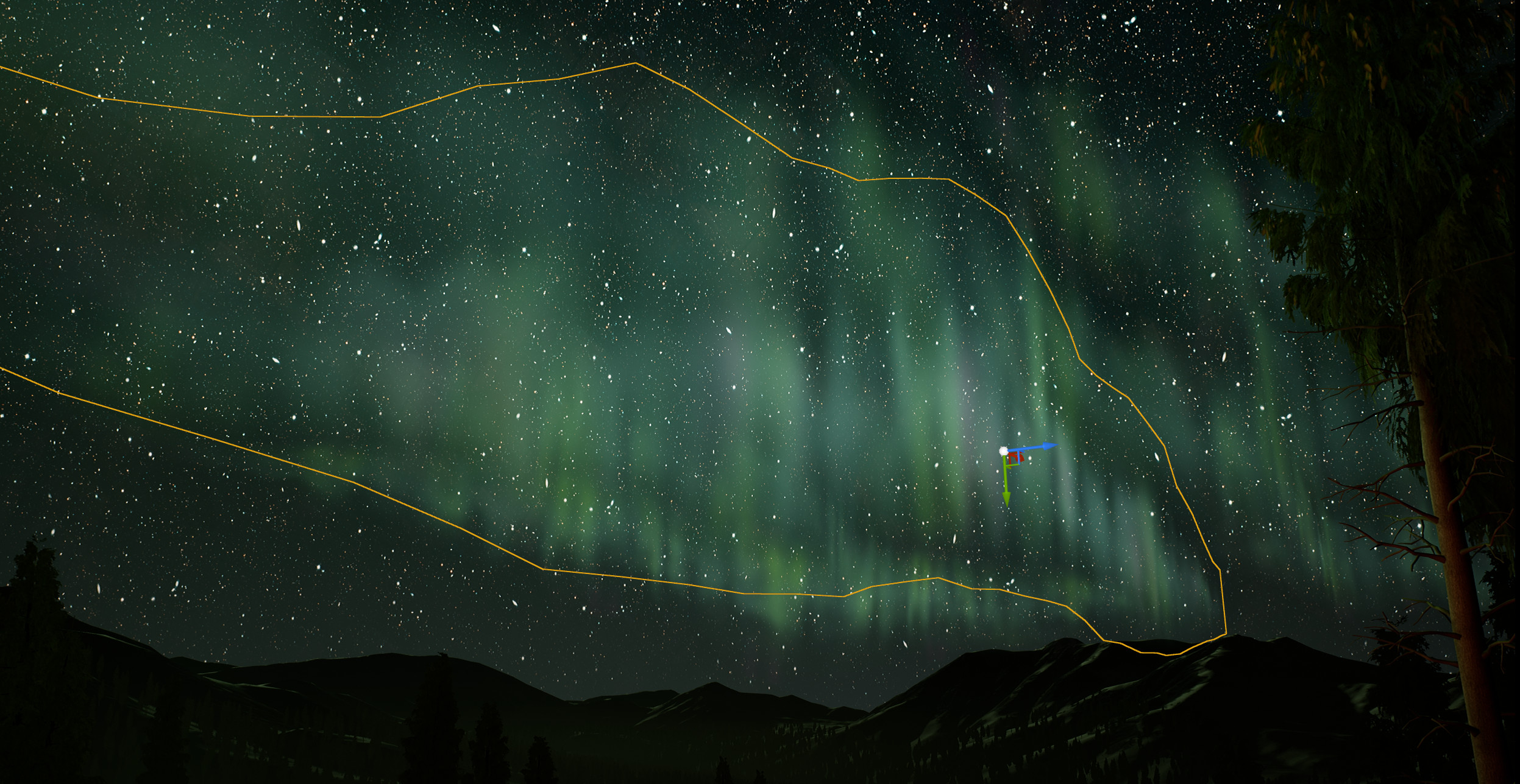 Aurora shader created in UE4 &amp; applied to a couple of planes