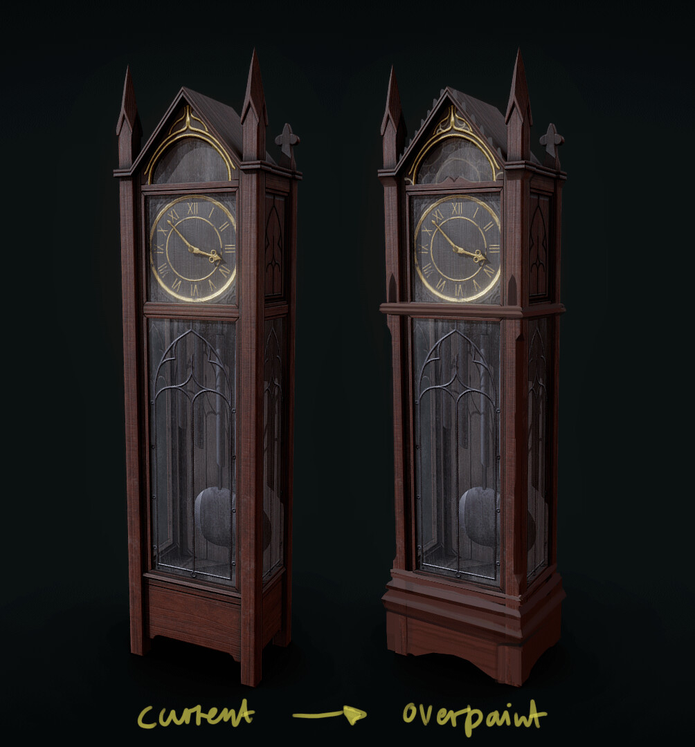Process: An overpaint of the clock asset mid process to explore further direction