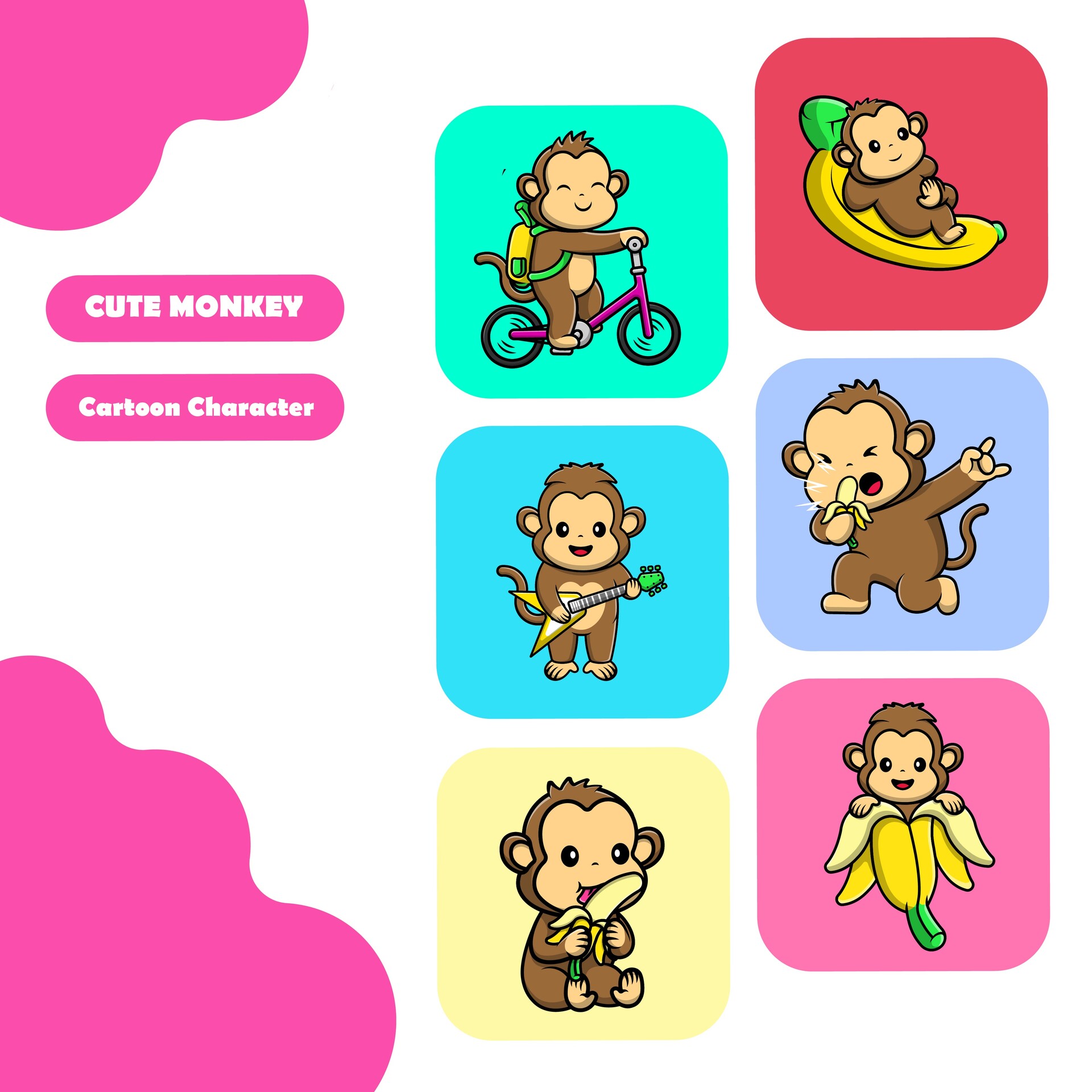 ArtStation - Cute Monkey Cartoon Character Illustration