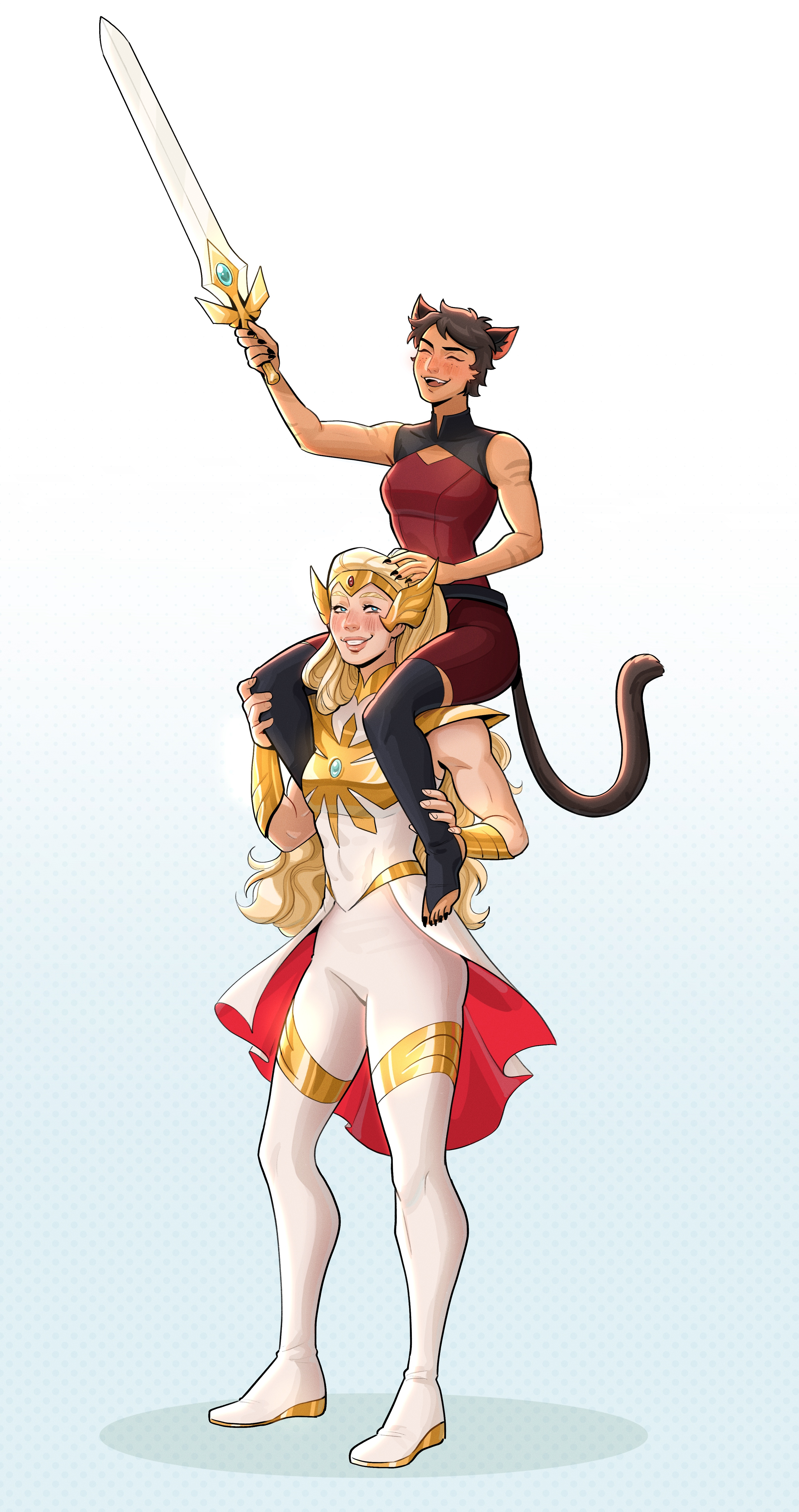 Commission for anonymous on twitter, Catra and Adora from She-Ha cartoon