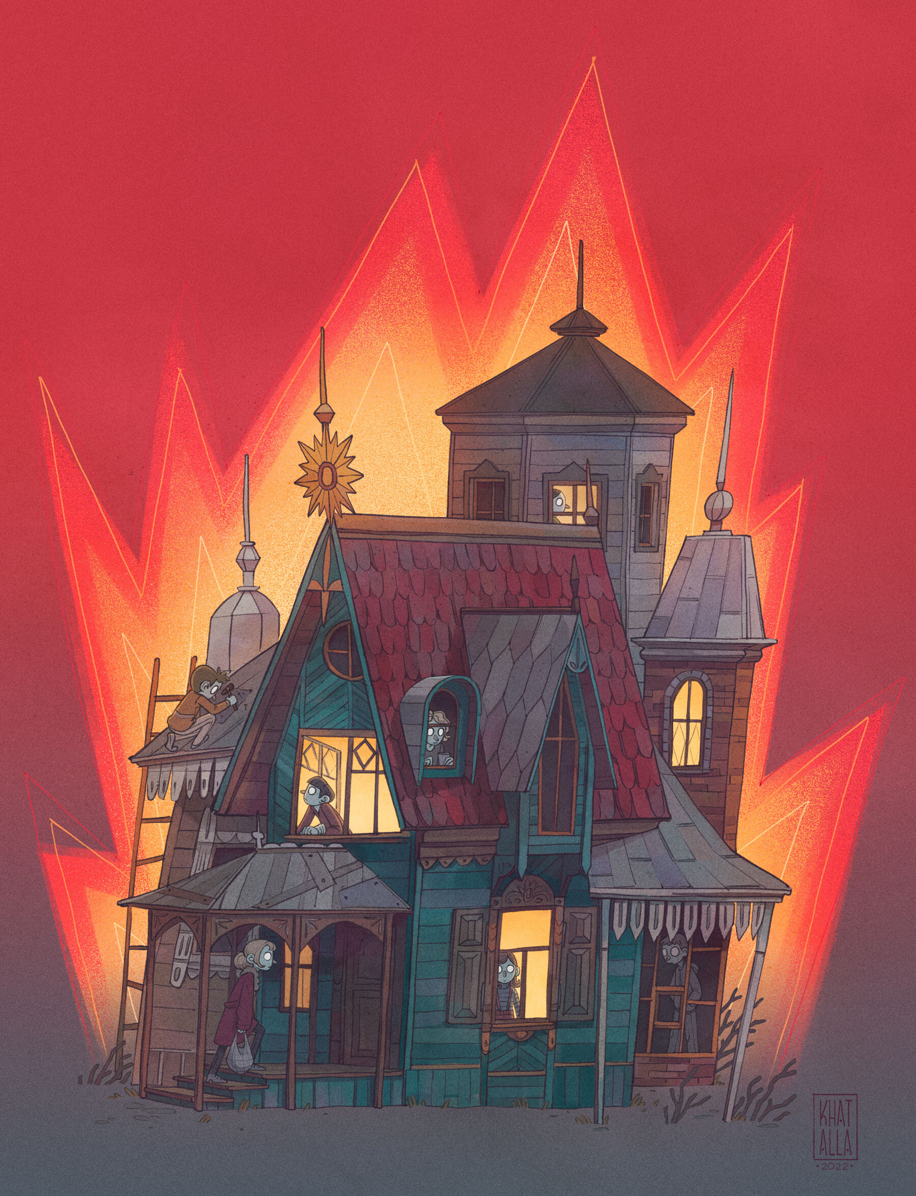 ArtStation - house on fire (illustration and 2d animation)