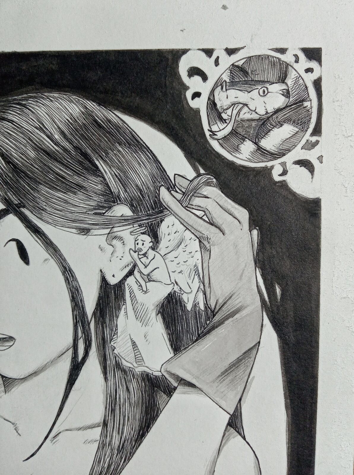 details, snake and angel side