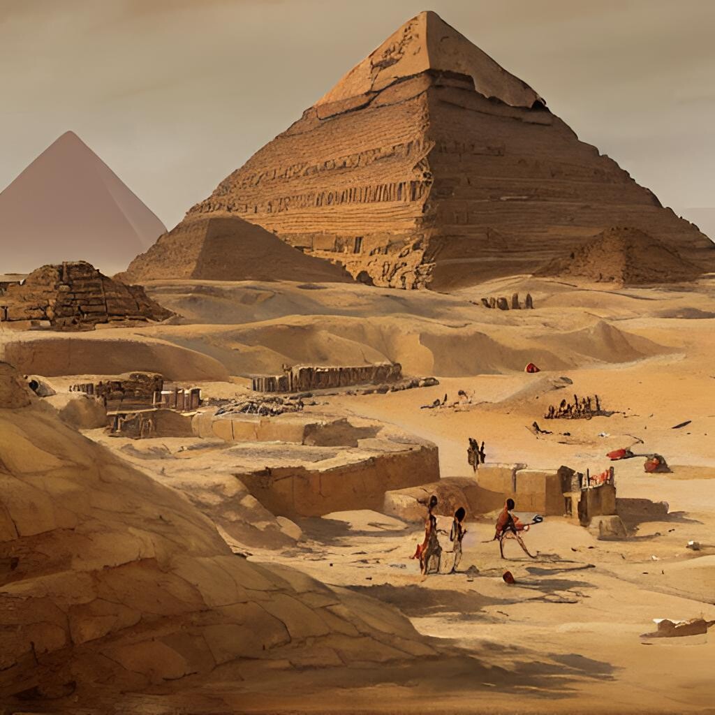 Artstation ai giza pyramids in the style of hubert robert