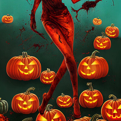Dark philosophy darkphilosophy zombie vixen with pumpkins and red goo de8dc0f1 9276 447a be2b f34795a20d1b