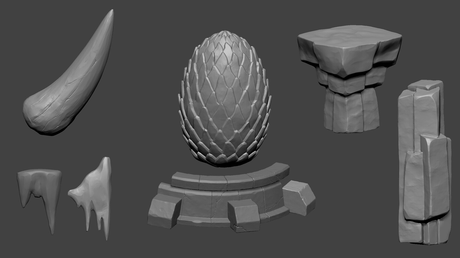 Props and Rock Sculpts (Zbrush)