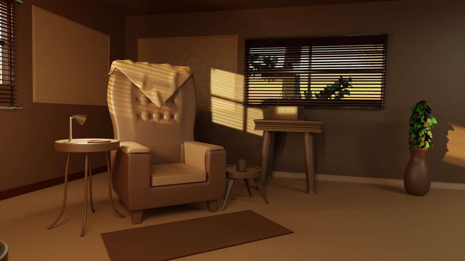 Close up shot of chair with lighting without textures