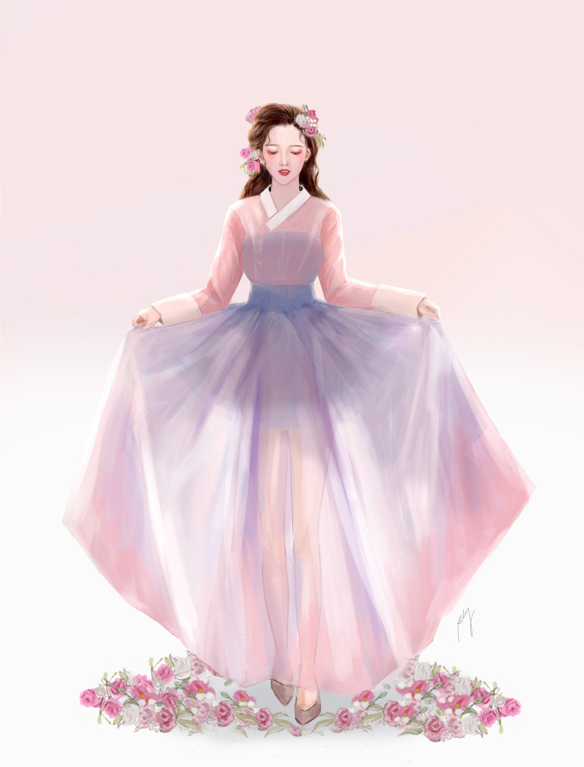 ArtStation - a girl in hanbok