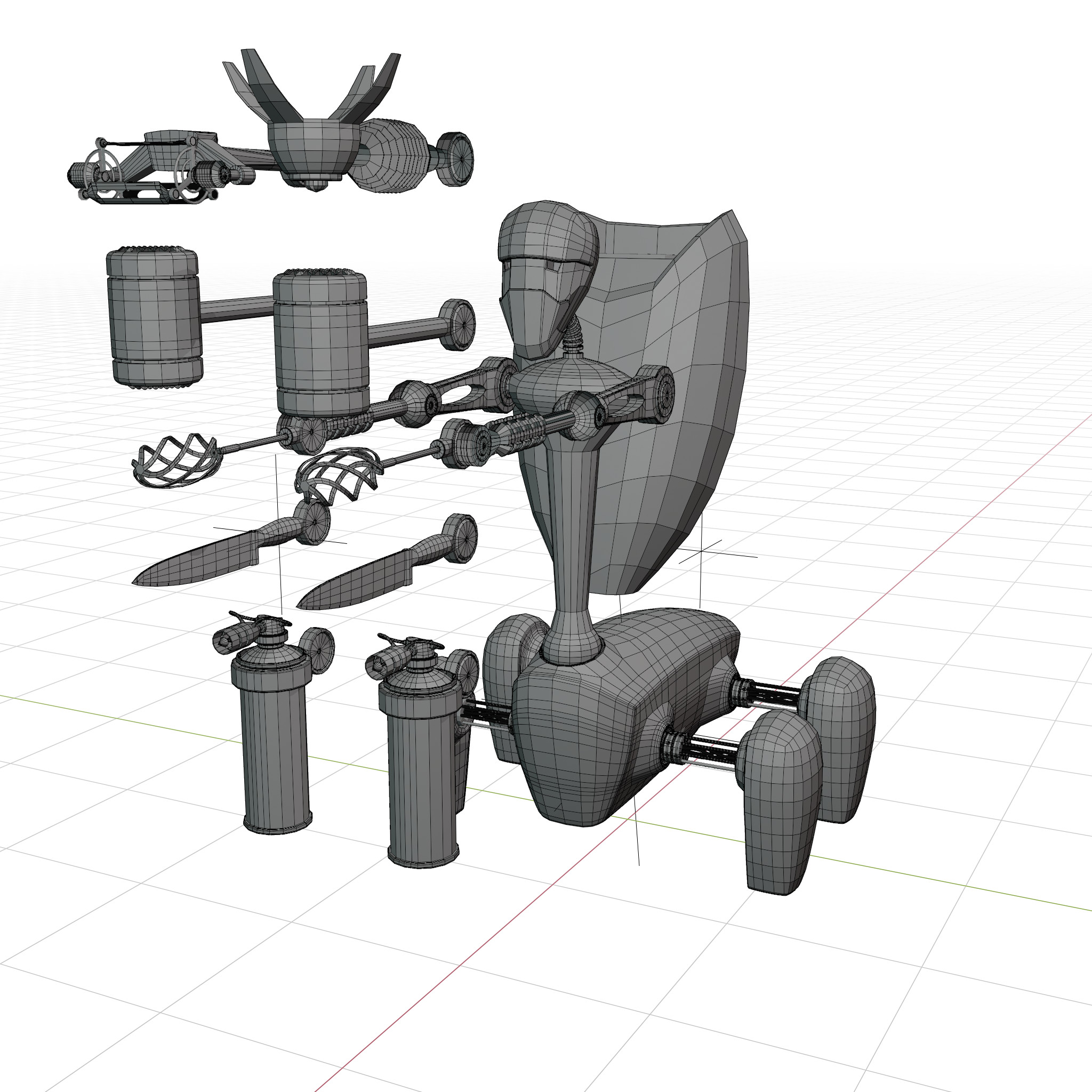 WIreframe of the tools and robot