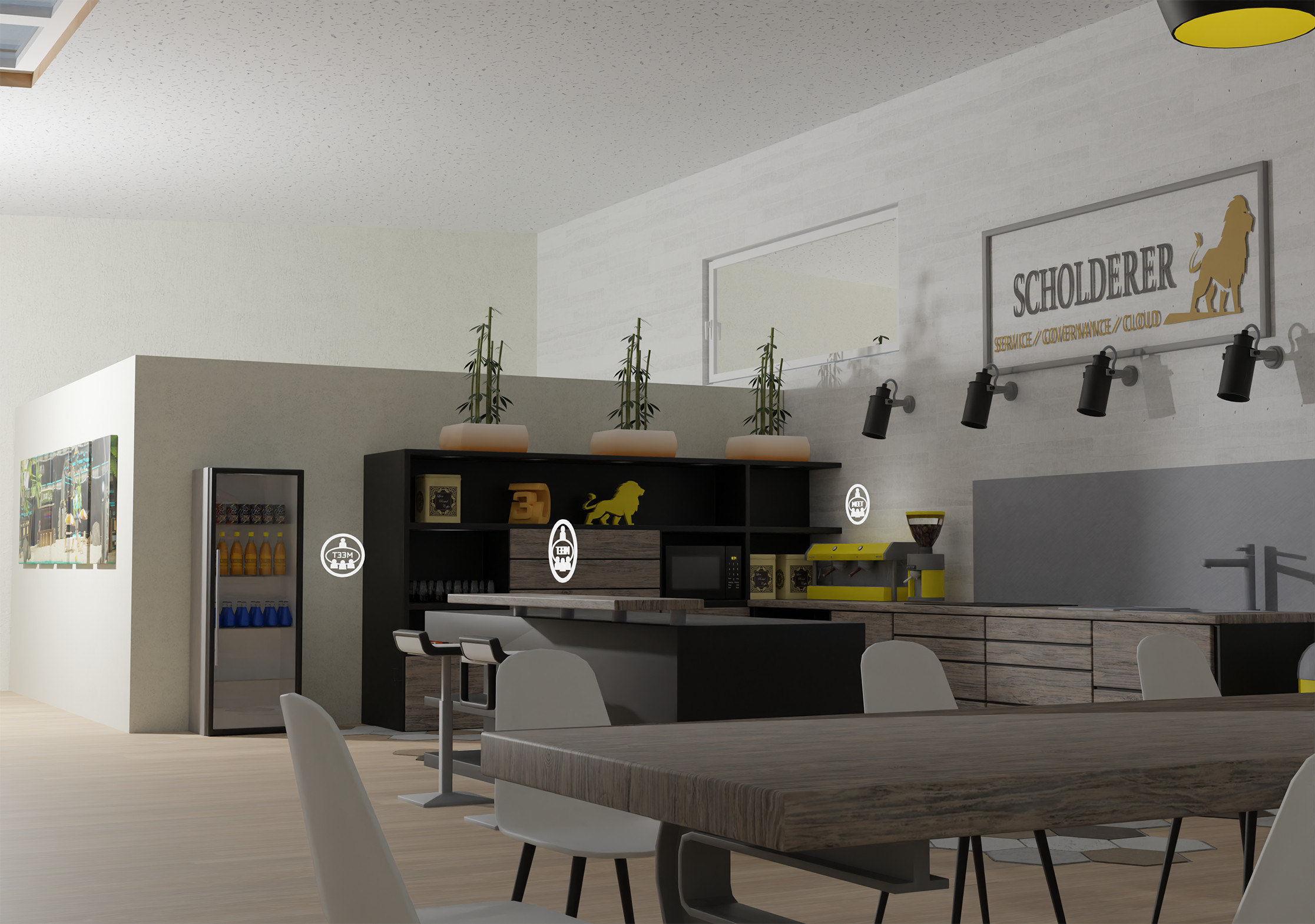 View from the dining area to the kitchen