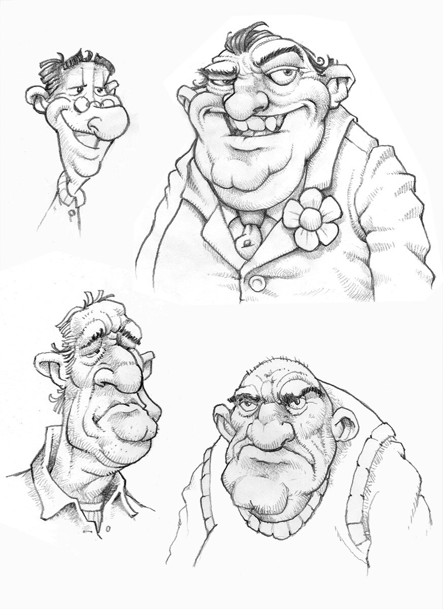 old man cartoon character sketch