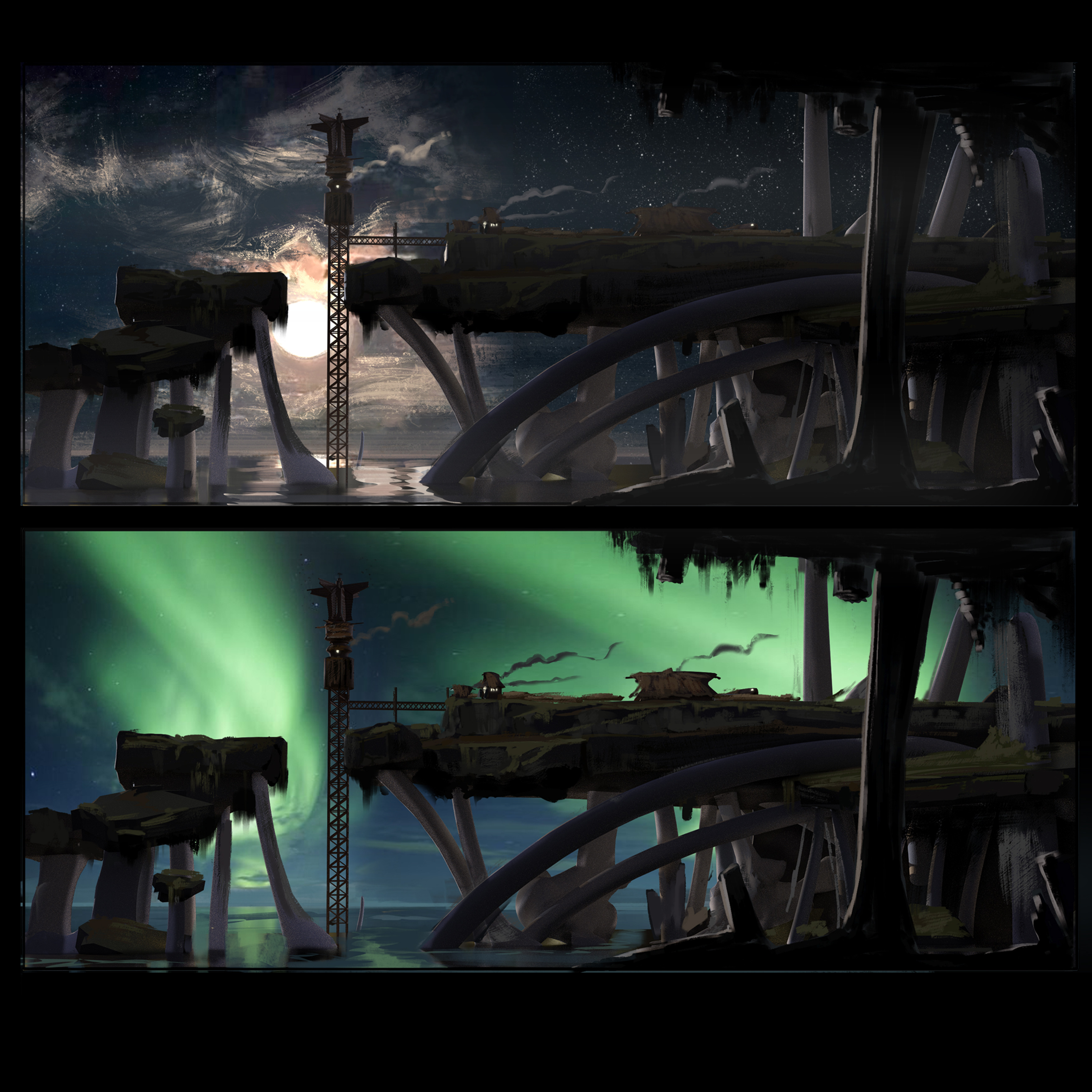 Color keys for Environment Piece Permafrost Seaside. Done at Simeon Schaffners CGMA Environment Class