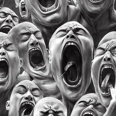 Dark philosophy darkphilosophy group of humans screaming in rage and pain 0505f903 67f7 4b97 b16b f8a277e83bec