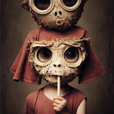 Dark philosophy darkphilosophy zombie child wearing a burlap mask holding a lol 9f034bff 7b7d 405e bcc9 bfad227198c1 1