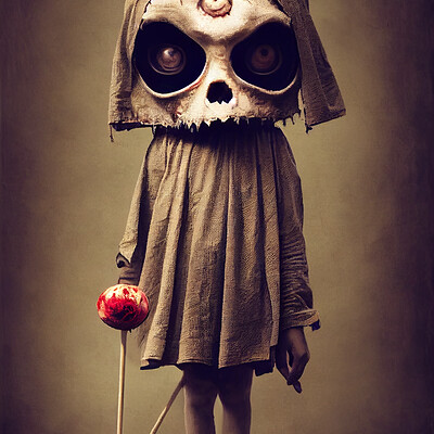 Dark philosophy darkphilosophy zombie child wearing a burlap mask holding a lol 1b73b506 4b5c 4729 b9ec c710941d347c