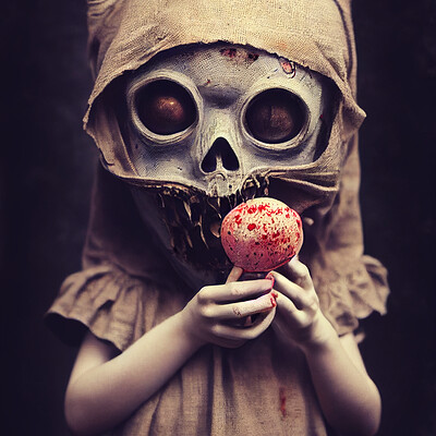 Dark philosophy darkphilosophy zombie child wearing a burlap mask holding a lol d5276e45 a318 41b8 822b 73f5a9176b23