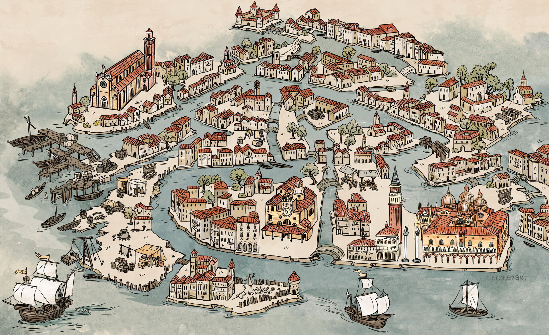 ArtStation Map of medieval Venice