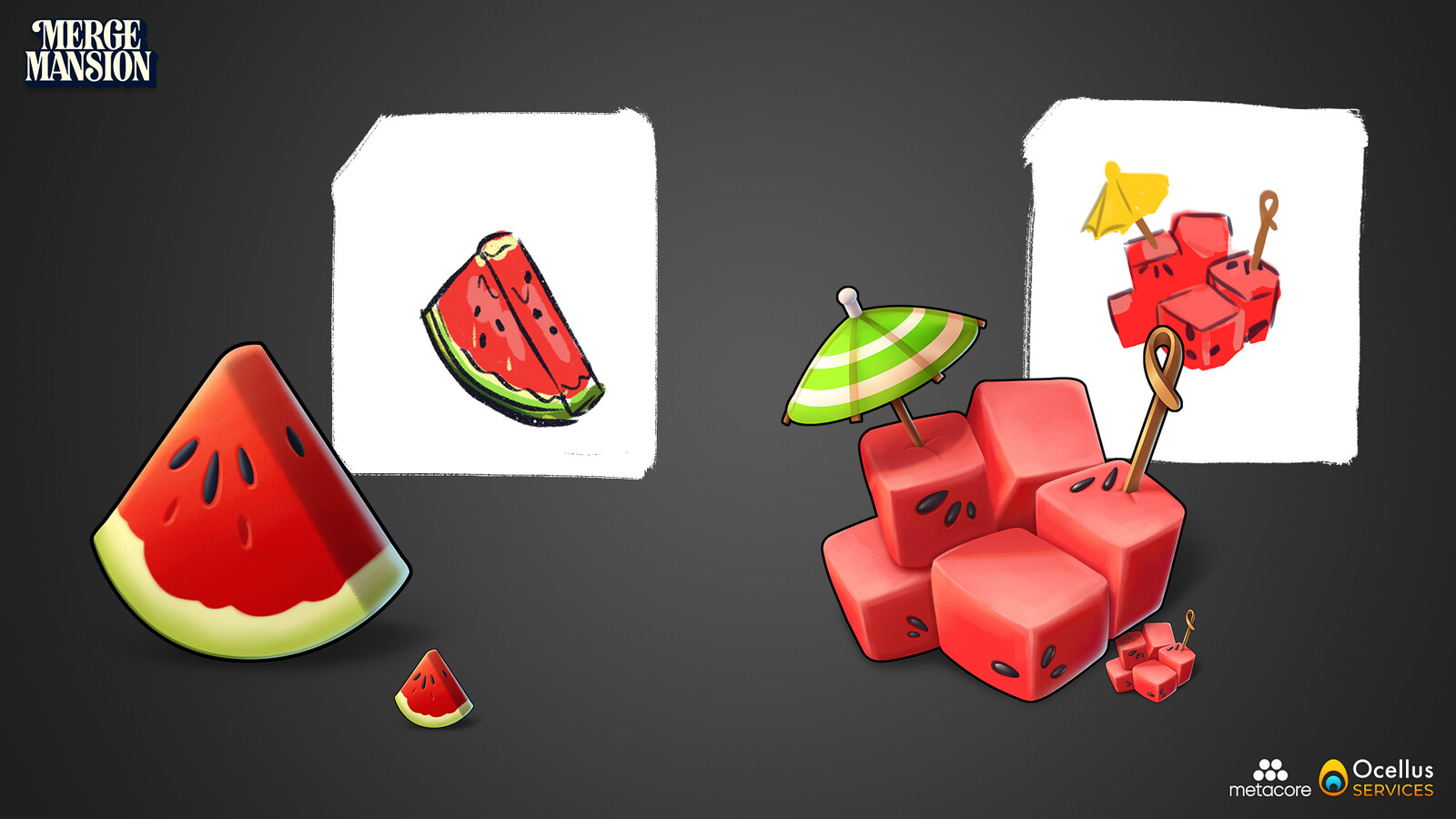 Ocellus SERVICES Merge Mansion Casey and Skatie Watermelon