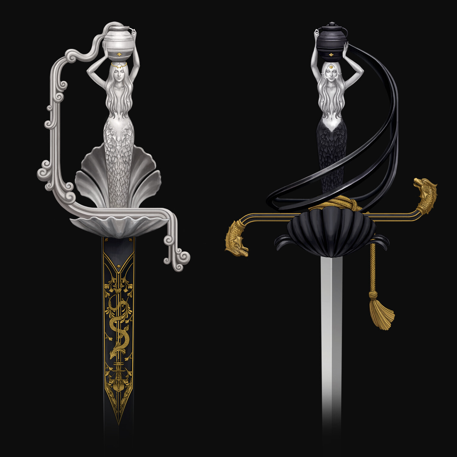A sword pairing inspired by mythology and sirens