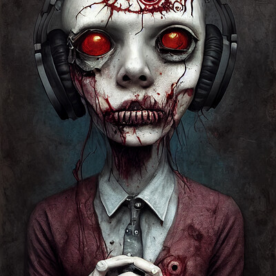 Dark philosophy darkphilosophy zombie wearing headphones by nicoletta ceccoli m 2af72790 0d42 43db 83c9 f20f2b9da21c