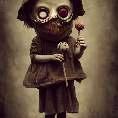 Dark philosophy darkphilosophy zombie child wearing a burlap mask holding a lol 6dcc4f54 c03d 4059 b781 e144ba16826c