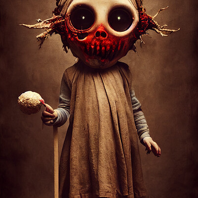 Dark philosophy darkphilosophy zombie child wearing a burlap mask holding a lol 8a3a447d b707 40ab 813e cb5bffabafef