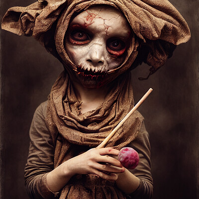 Dark philosophy darkphilosophy zombie child wearing a burlap mask holding a lol c79352x 74d2 49a1 b862 ea097c2ffa26