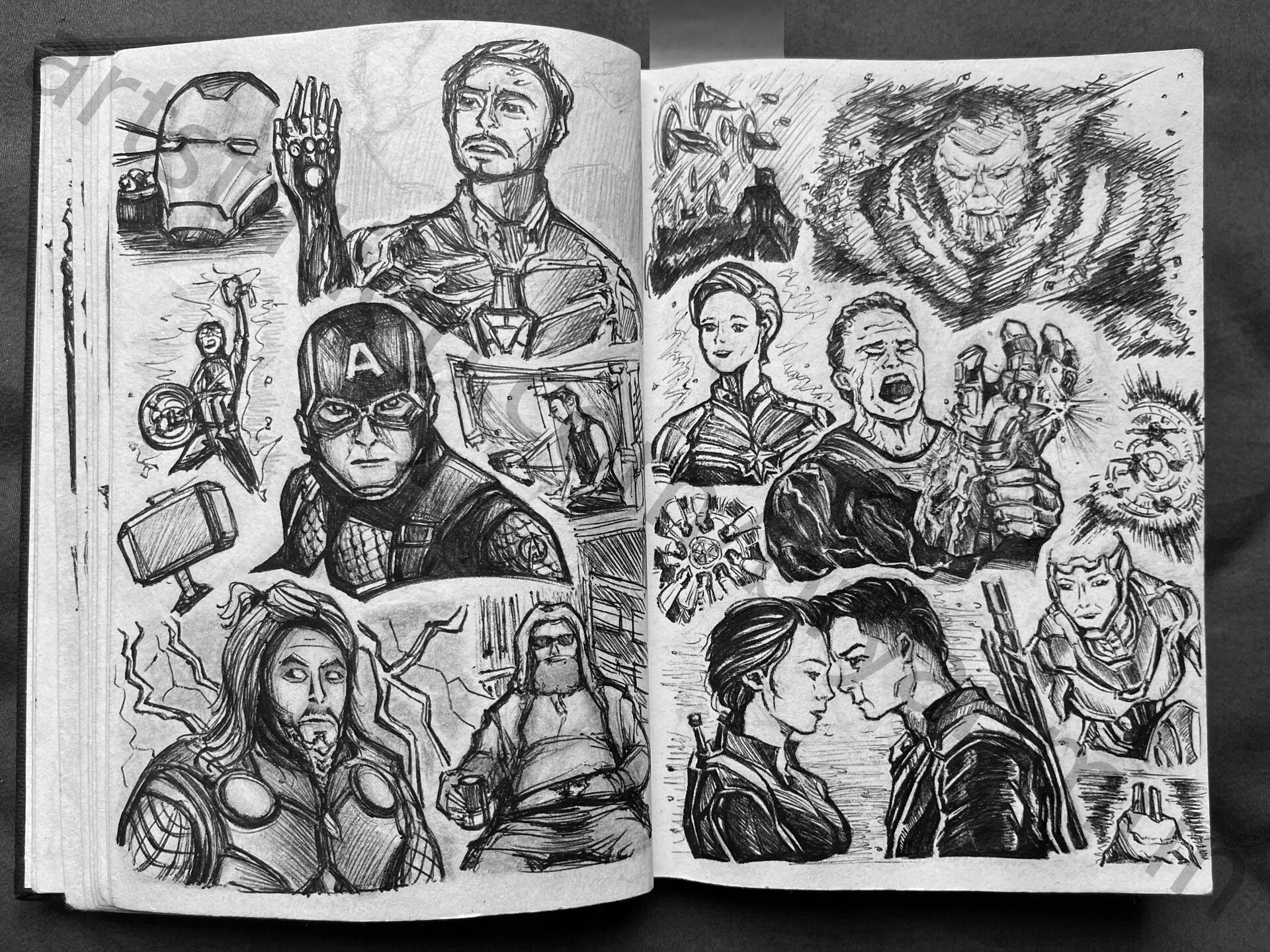 ArtStation - Avengers Endgame pencil and ink sketch, image size:1920x1440