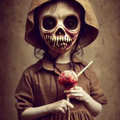 Dark philosophy darkphilosophy zombie child wearing a burlap mask holding a lol 22ad9d1a e76a 4b63 8d32 fb3dcb59f6c2
