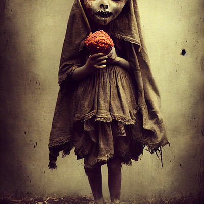 Dark philosophy darkphilosophy zombie child wearing a burlap mask holding a lol 0844c0ed 552f 4eee 8410 a9766e071006 1