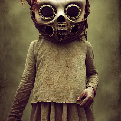 Dark philosophy darkphilosophy zombie child wearing a burlap mask holding a lol d828b7ba 6709 4093 b398 a6a0e7201b57