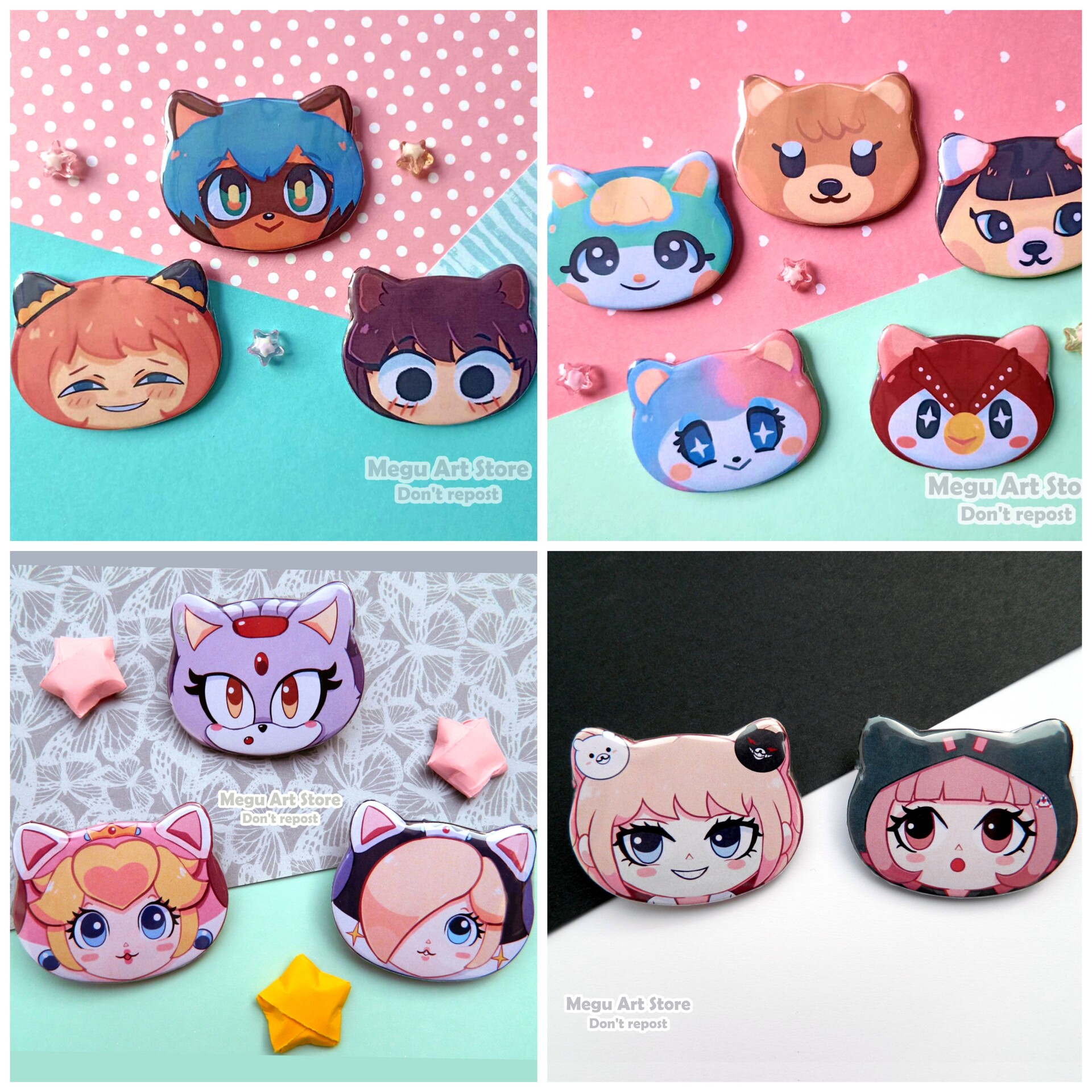 Cat girls button badges · Megu art Store · Online Store Powered by Storenvy