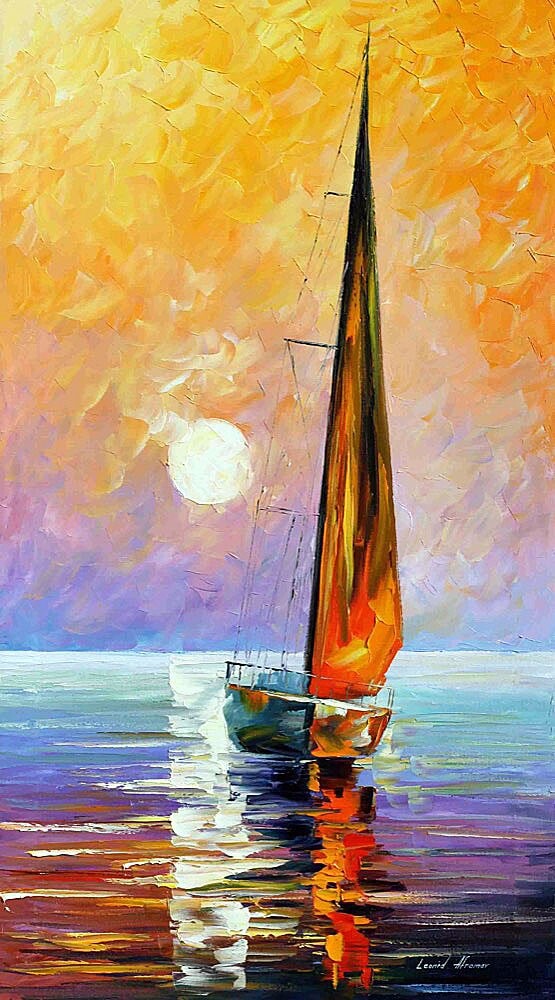 sailboat palette knife painting