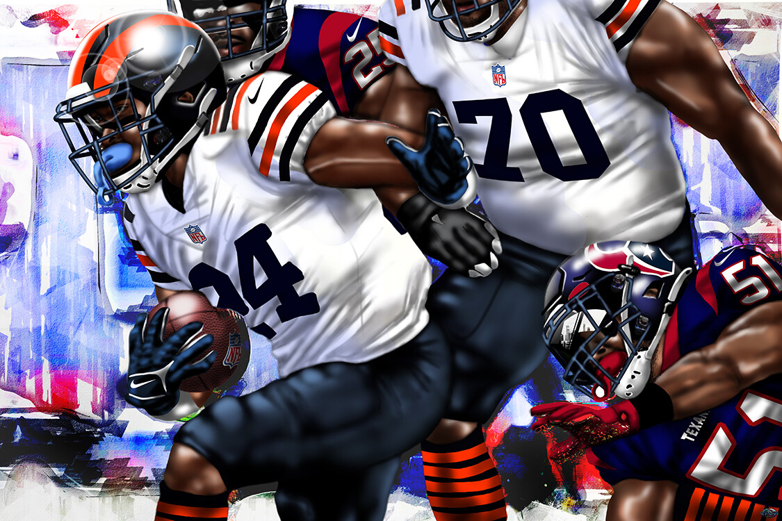 Brandon Whitehead "Khalil Herbert Run Vs The Texans Painting"