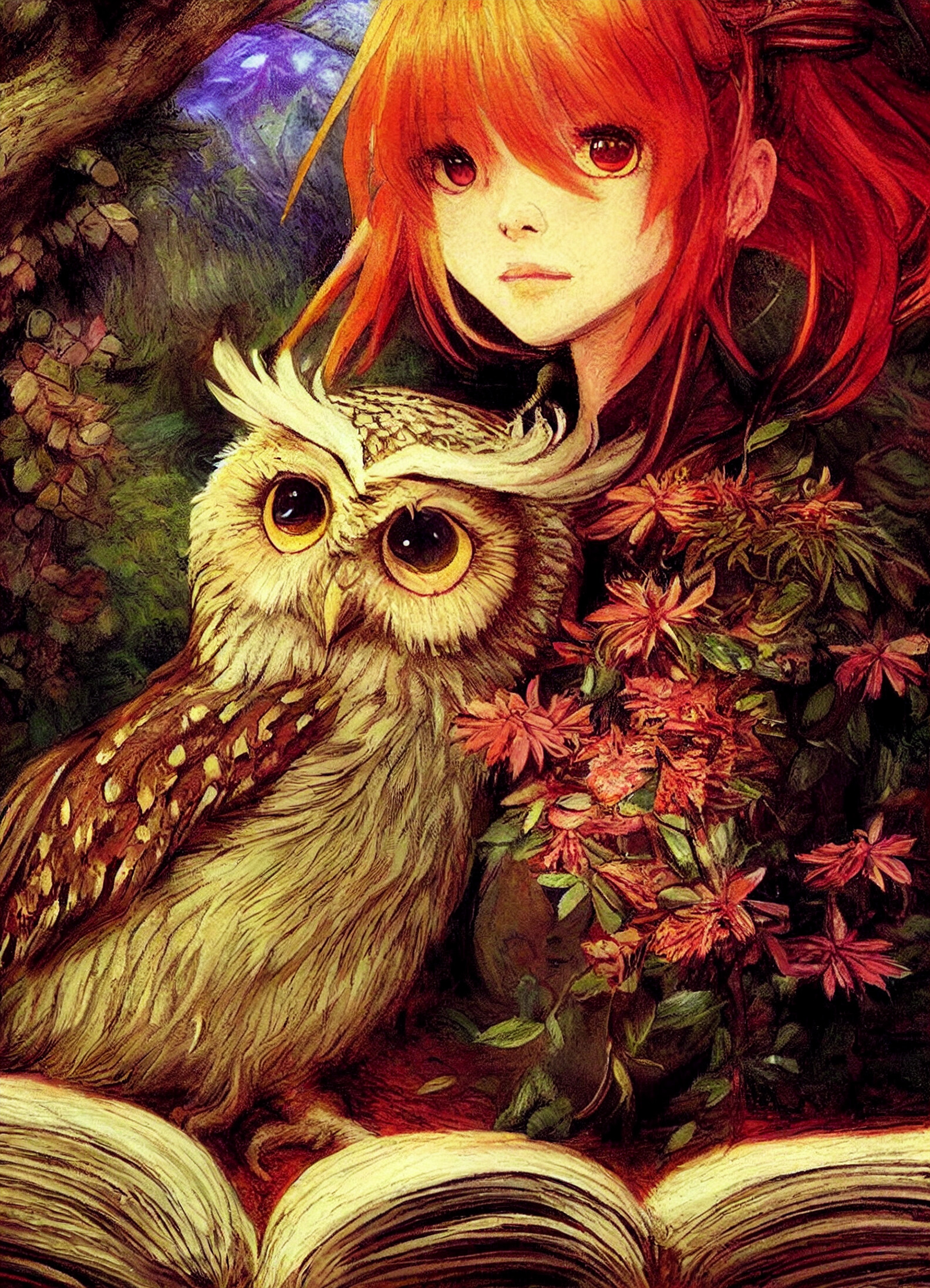 HD desktop wallpaper: Anime, Owl, Wings, Original download free picture  #980000