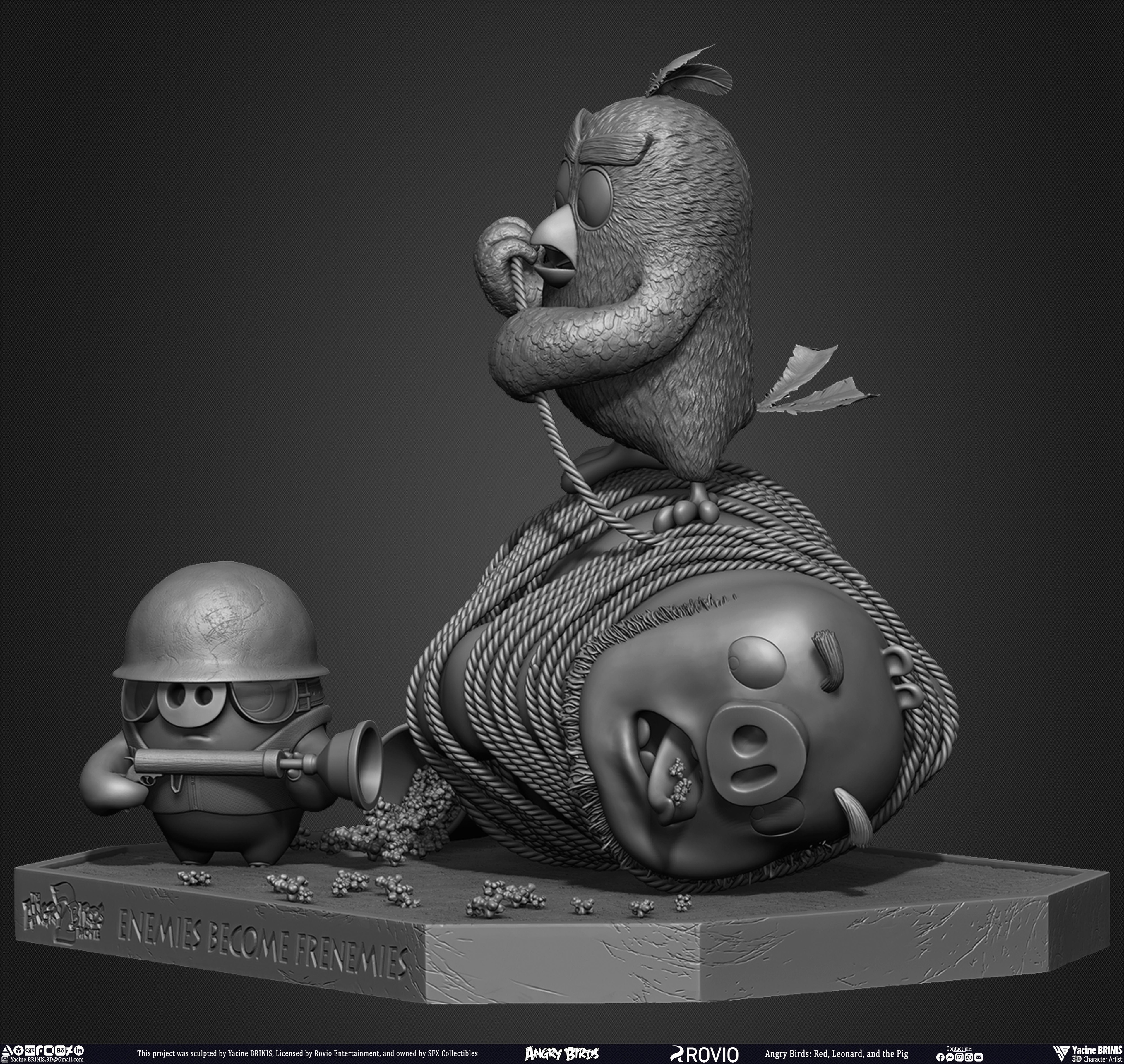 Red Leonard and the Pig Angry Birds Movie 2 Rovio Entertainment sculpted by Yacine BRINIS 007