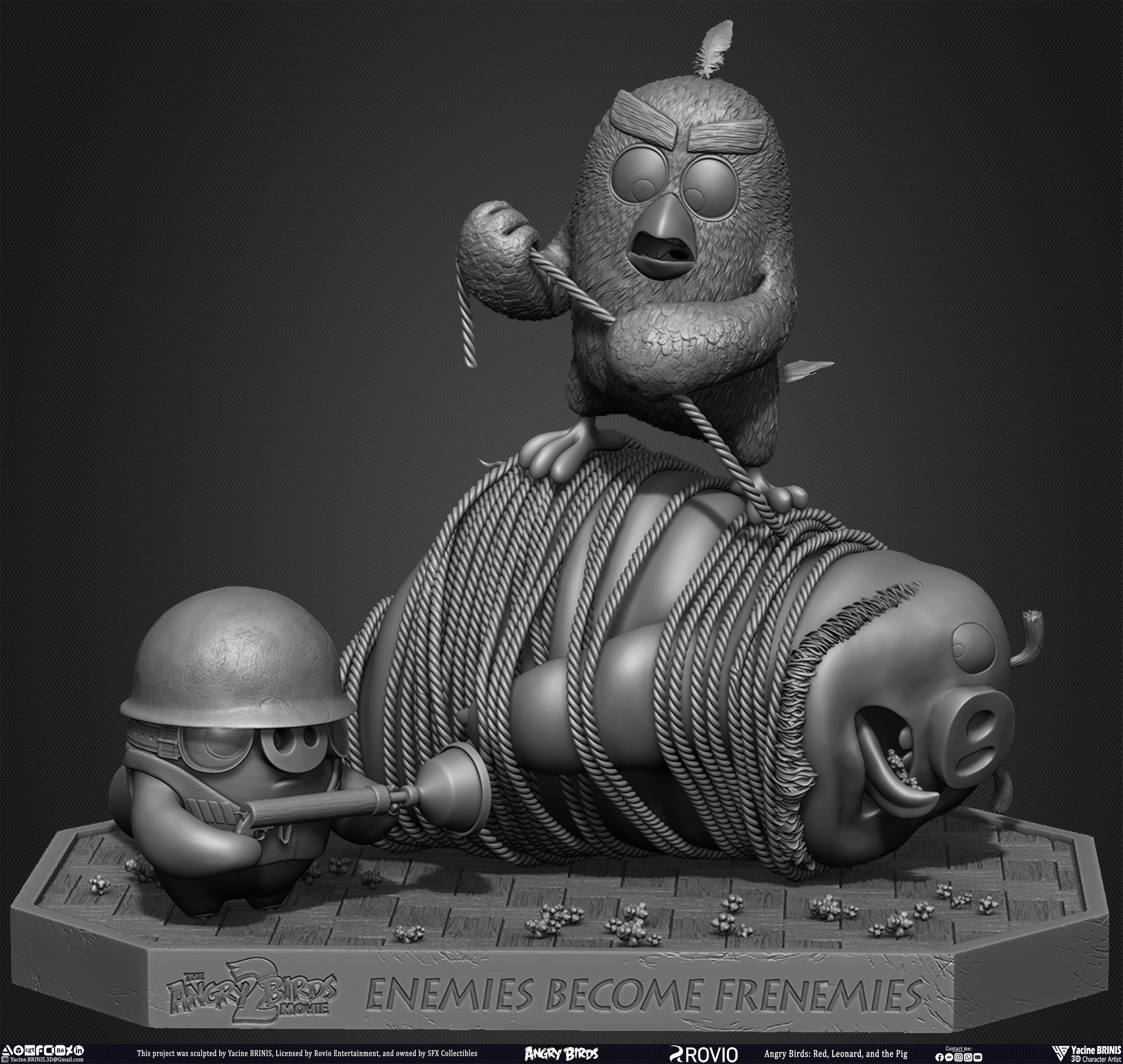 Red Leonard and the Pig Angry Birds Movie 2 Rovio Entertainment sculpted by Yacine BRINIS 006