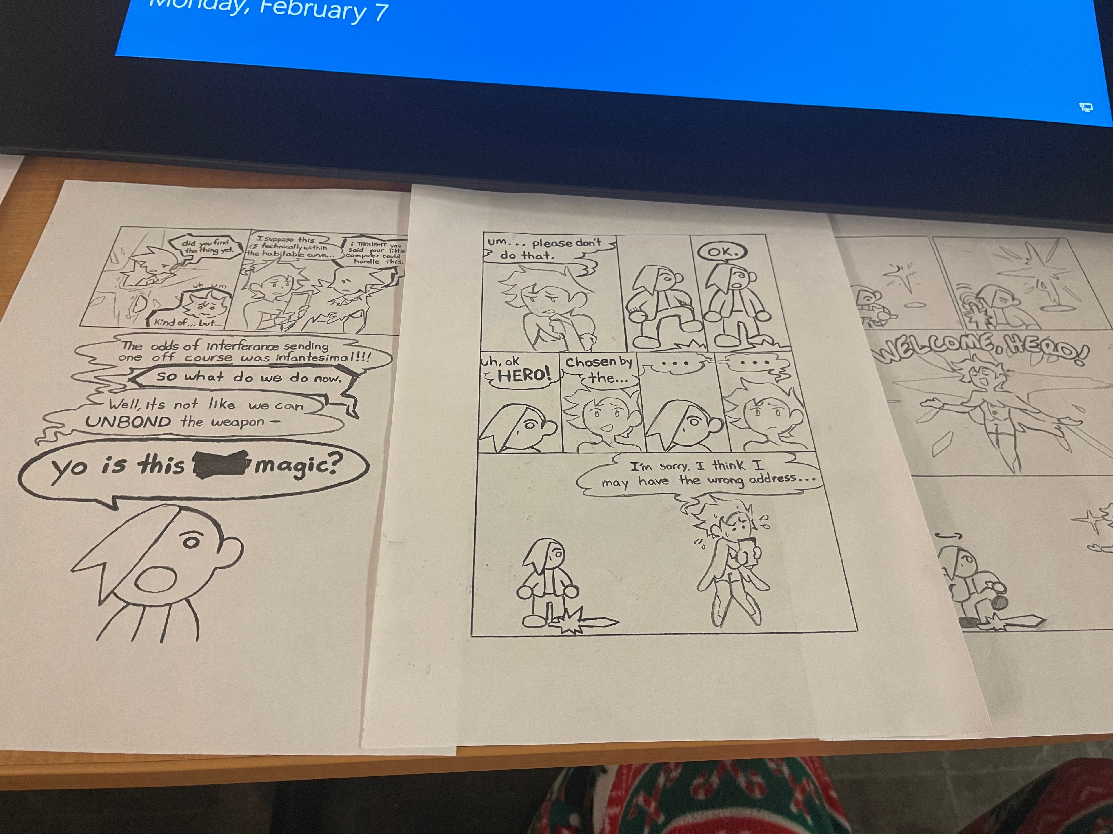 Finished pencil-line pages.