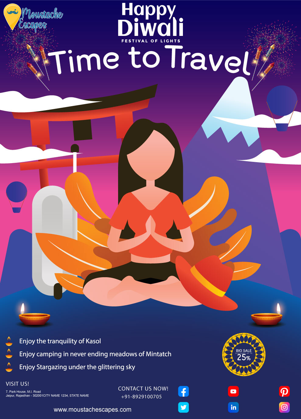 ArtStation Tour And Travel Diwali offer Poster Desing
