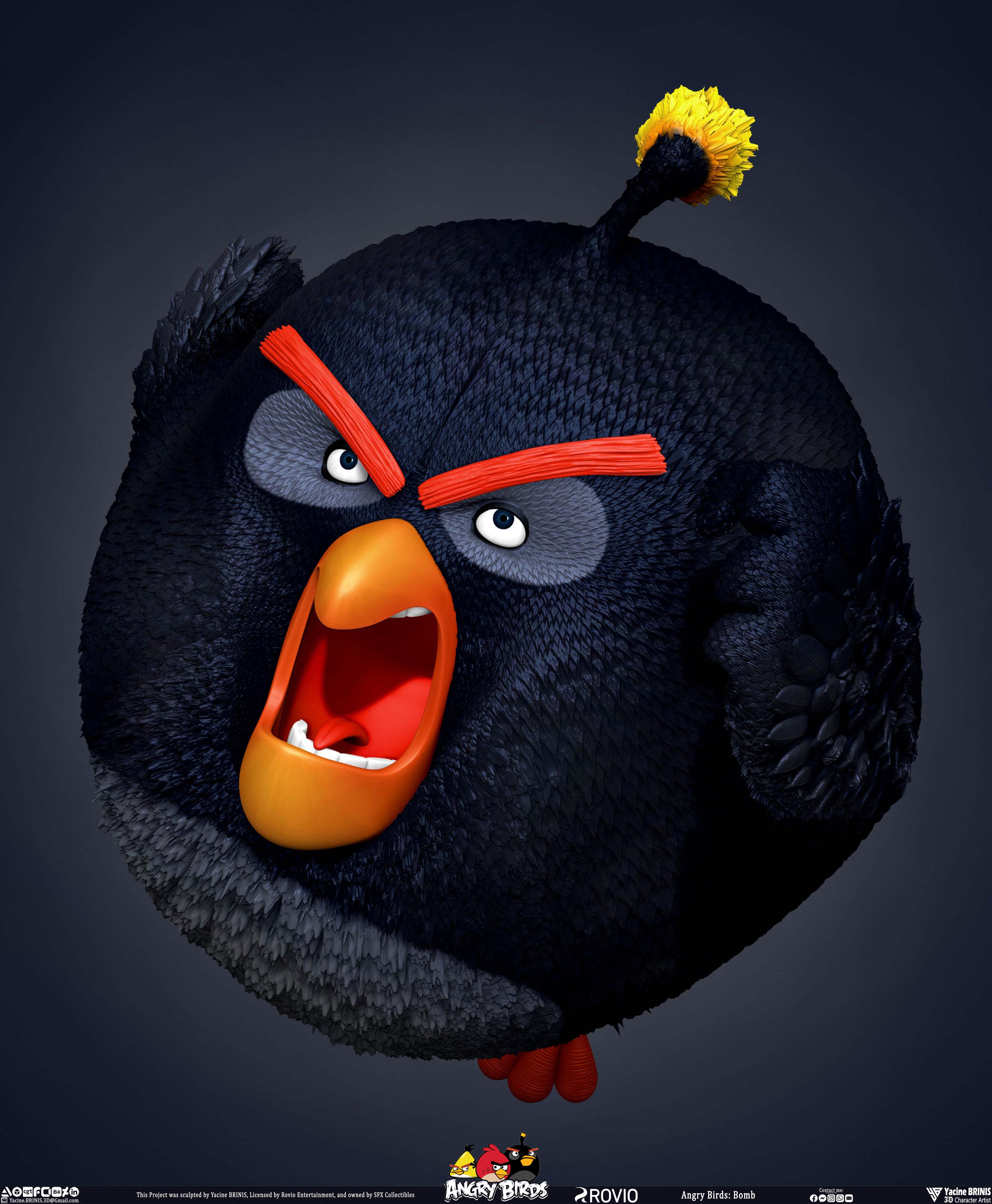 Bomb Angry Birds Rovio Entertainment, Sculpted By Yacine BRINIS 008
