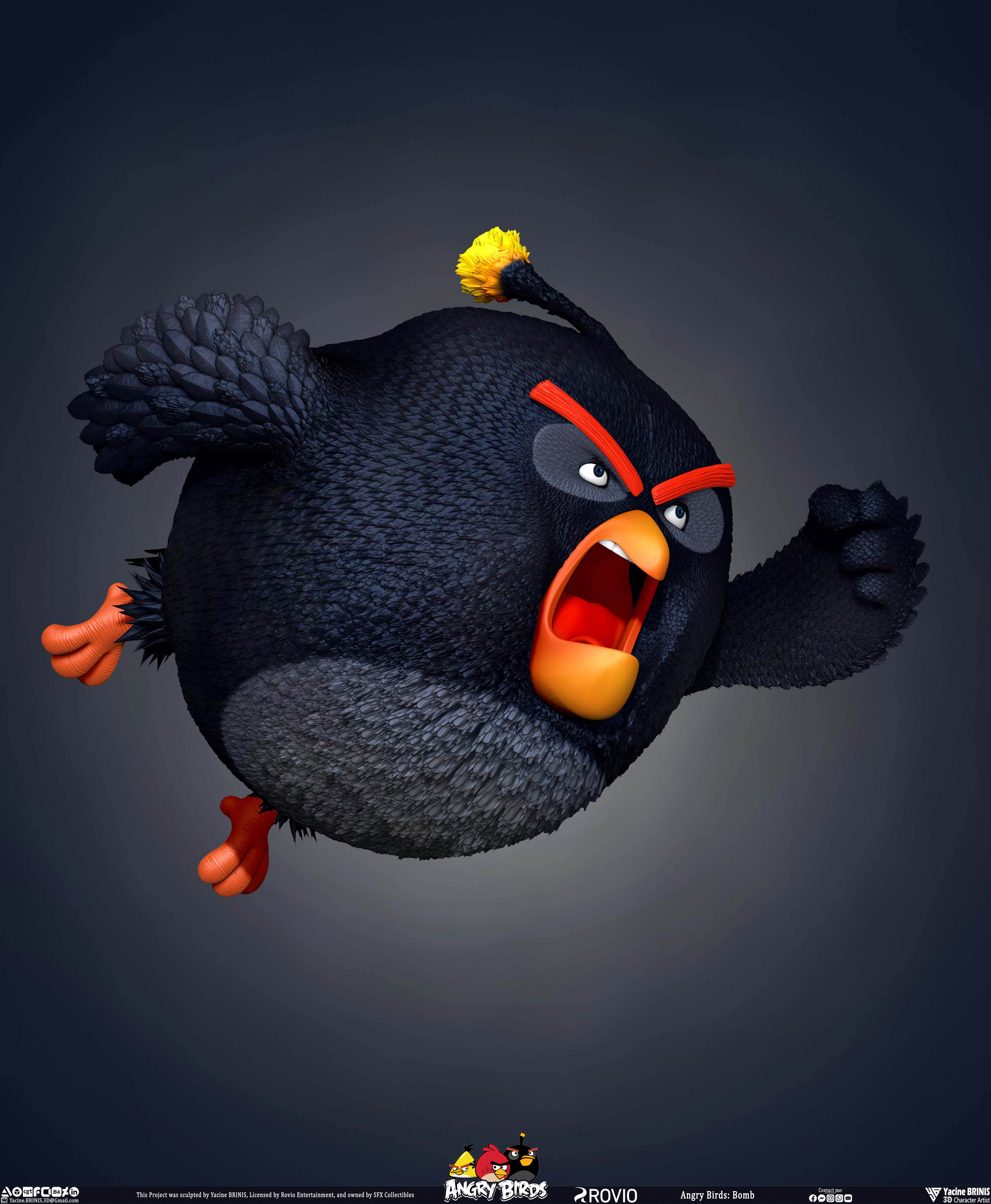 Bomb Angry Birds Rovio Entertainment, Sculpted By Yacine BRINIS 009