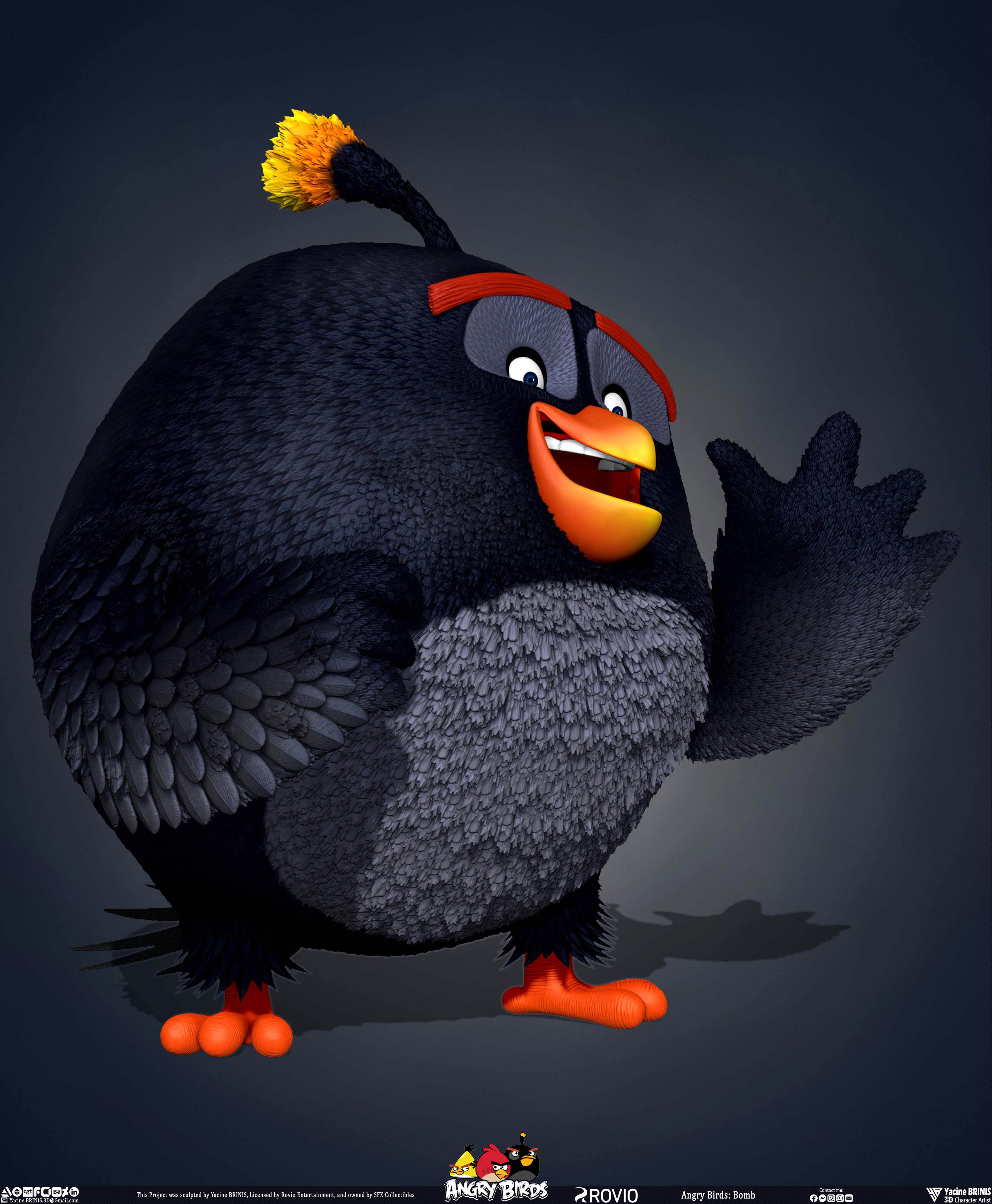 Bomb Angry Birds Rovio Entertainment, Sculpted By Yacine BRINIS 013